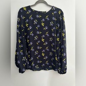 Loft Outlet, navy blue with floral print, size medium